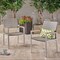 GDFStudio Baise Outdoor Wicker Dining Chair with Aluminum Frame (Set of 2) Gray and Silver